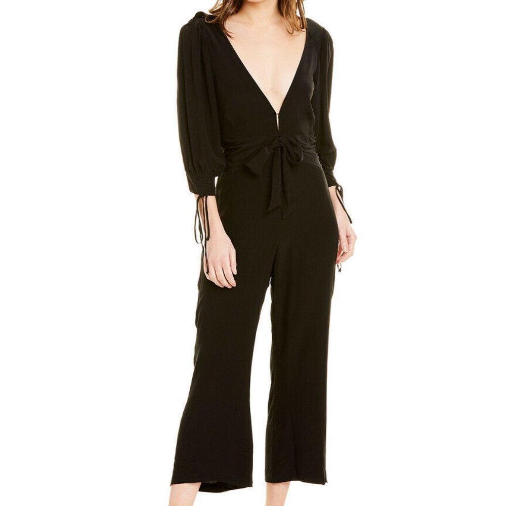 For Love And Lemons Georgi Plunge Jumpsuit Black Size XS NWT - Picture 5 of 14